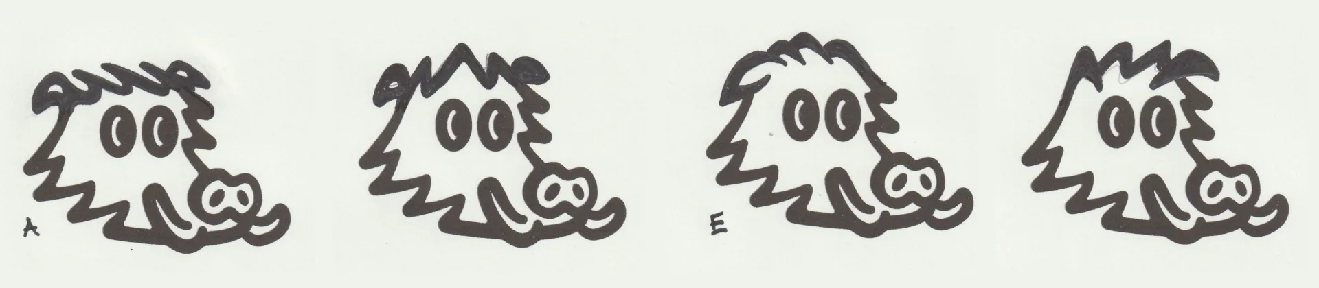 Sketches of the new Hogeye logo, with slight variations on each